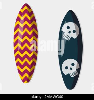 surfing board from top view isolated vector illustration Stock Vector