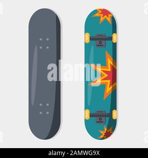 skateboard from top view isolated vector illustration Stock Vector