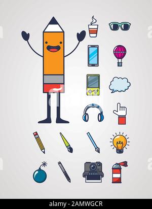 bundle of creativity set icons Stock Vector