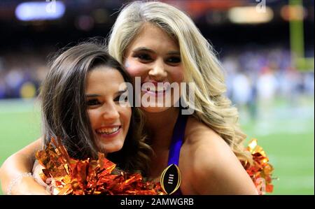New Orleans, Louisiana, USA. 13th Jan, 2020. Clemson Tigers cheerleaders at the NCAA football 2020 CFP National Championship game between Clemson vs LSU at Mercedes-Benz Superdome in New Orleans, Louisiana. JP Waldron/Cal Sport Media/Alamy Live News Stock Photo