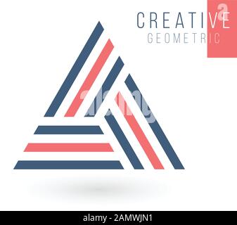 Geometrical triangle in three parts logo design. Technology business identity concept. Creative corporate template. Stock Vector illustration isolated Stock Vector