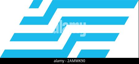 Abstract logo Design with blue horizontal lines. Design print for company business. Stock Vector illustration isolated on white background. Stock Vector