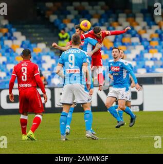 Rome, Italy. 14th Jan, 2020. During the Italian Cup Football match SSC Napoli vs FC Perugia on January 14, 2020 at the San Paolo stadium in Naples. In picture: HYSAJ (Photo by Fabio Sasso/Pacific Press) Credit: Pacific Press Agency/Alamy Live News Stock Photo