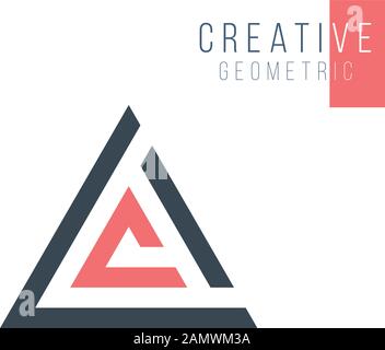 Geometrical triangle or arrow in three parts logo design. Technology business identity concept. Creative corporate template. Stock Vector illustration Stock Vector