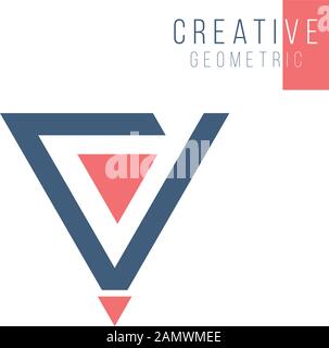 Geometrical triangle or arrow in three parts logo design. Technology business identity concept. Creative corporate template. Stock Vector illustration Stock Vector