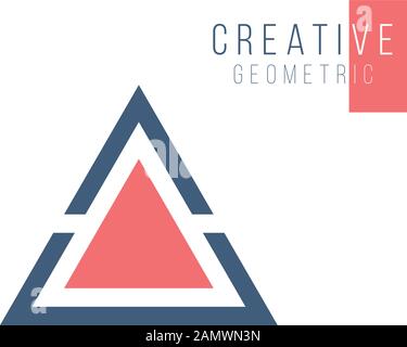 Geometrical triangle or arrow in three parts logo design. Technology business identity concept. Creative corporate template. Stock Vector illustration Stock Vector