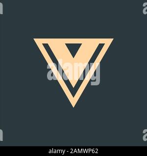 Geometrical triangle or arrow in three parts logo design. Technology business identity concept. Creative corporate template. Stock Vector illustration Stock Vector