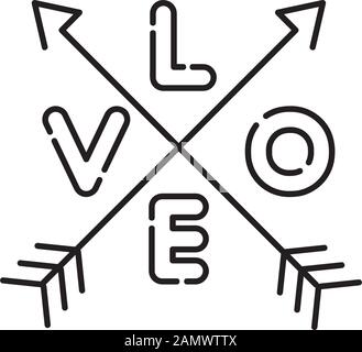 love lettering with arrows isolated icon Stock Vector