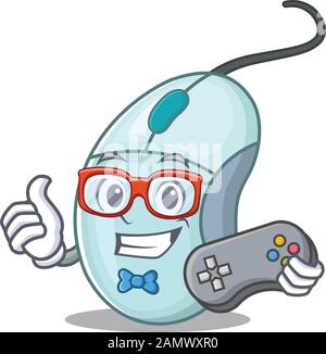 Smiley mascot of computer mouse cartoon Character with two fingers ...
