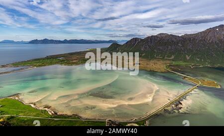 Beautiful view on the bay of Grunnforfjorden Stock Photo