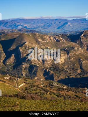 View of typical Sicilian countryside in the Enna territory Stock Photo