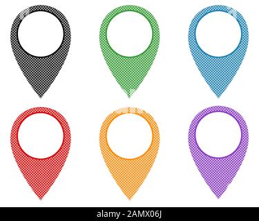 Locator pins in various patterns Stock Photo