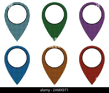 Locator pins in various patterns Stock Photo