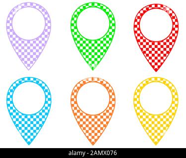 Locator pins in various patterns Stock Photo