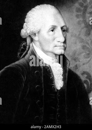 Vintage portrait of George Washington (1732 - 1799) – Commander of the Continental Army in the American Revolutionary War / War of Independence (1775 – 1783) and the first US President (1789 - 1797). Detail from a 1793 print, from a painting by artist Edward Savage (1761 – 1817). Stock Photo
