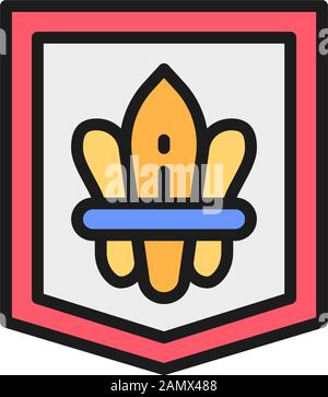 Fleur de lis, heraldic coat of arms, lily flowers flat color line icon. Stock Vector