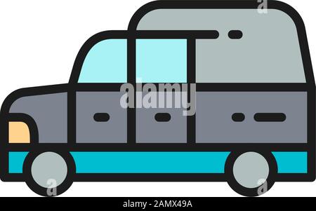 Hearse, funeral car flat color line icon. Isolated on white background Stock Vector