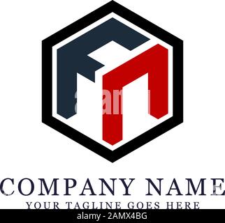 FN hexagonal logo image, FN initial name logo design inspiration Stock Vector