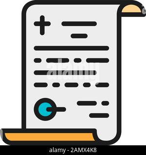 Vector funeral testament, last will flat color line icon. Stock Vector