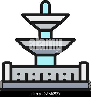 Fountains in the Place de la Concorde, landmark of Paris, France color line icon Stock Vector