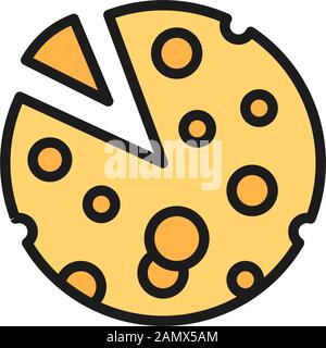 Vector head of French cheese flat color line icon. Stock Vector