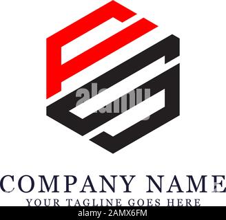 FS initial name logo designs, FS hexagonal logo image Stock Vector