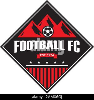 Football Club Logo Design Template, mountain sport logo inspiration Stock Vector