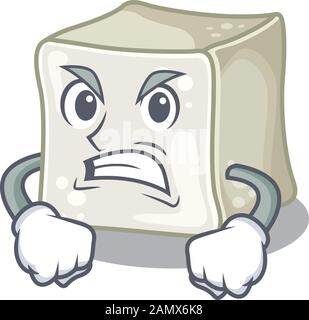 Sugar cube cartoon character design having angry face Stock Vector