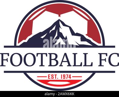 Football Club Logo Design Template, mountain sport logo inspiration Stock Vector