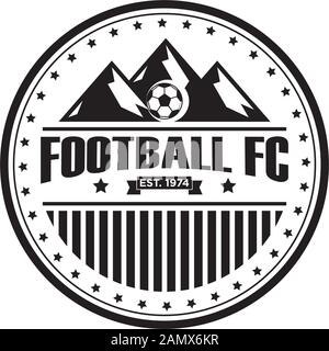 Football Club Logo Design Template, mountain sport logo inspiration Stock Vector