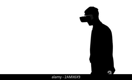 Cleanly defined silhouette of a male person turned to the left