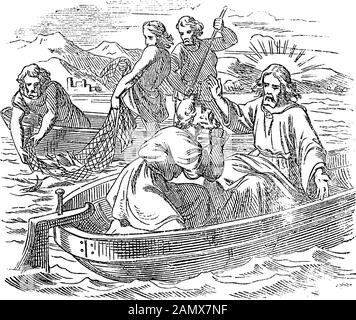 Jesus and the Miraculous Catch of Fish on Lake of Genesareth (Sea of ...