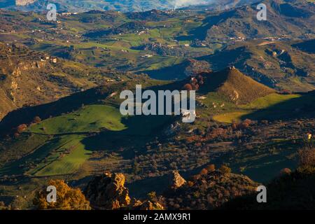 View of the typical Sicilian countryside in the Enna territory Stock Photo