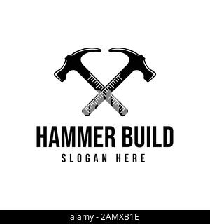 crossed hammer. construction logo Ideas. Inspiration logo design. Template Vector Illustration. Isolated On White Background Stock Vector