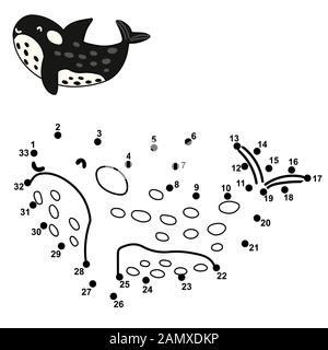 Connect The Dots and Draw Cute Shark. Dot to dot puzzle with cartoon ...