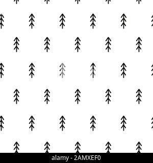 Seamless pattern with doodle Christmas trees. Scandinavian background Stock Vector