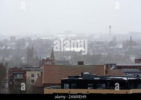 View from the Library of Birmingham in dismal wet weather in winter, Birmingham, UK Stock Photo