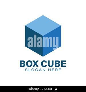 blue box. block chain logo Ideas. Inspiration logo design. Template Vector Illustration. Isolated On White Background Stock Vector