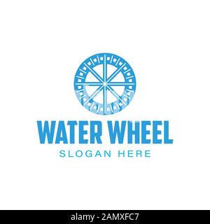 round water wheel, turbine logo Ideas. Inspiration logo design. Template Vector Illustration. Isolated On White Background Stock Vector