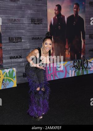 Los Angeles, USA. 14th Jan, 2020. Saweetie arrives at the BAD BOYS FOR LIFE Los Angeles Premiere held at the TCL Chinese Theatre in Hollywood, CA on Tuesday, ?January 14, 2020. (Photo By Sthanlee B. Mirador/Sipa USA) Credit: Sipa USA/Alamy Live News Stock Photo