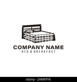 creative premium bed furniture logo Ideas. Inspiration logo design. Template Vector Illustration. Isolated On White Background Stock Vector