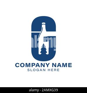 Initial letter G glass and fir tree Modern Logo Ideas. Inspiration logo design. Template Vector Illustration. Isolated On White Background Stock Vector