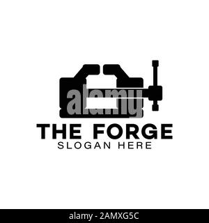 vise, pincers, anvil logo Ideas. Inspiration logo design. Template Vector Illustration. Isolated On White Background Stock Vector