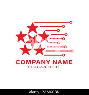 flying five star, champion technology logo Ideas. Inspiration logo design. Template Vector Illustration. Isolated On White Background Stock Vector
