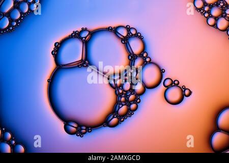 Closeup shot of foam bubbles from soap or shampoo washing. Stock Photo