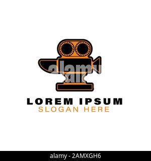 blacksmith anvil camera video logo Ideas. Inspiration logo design. Template Vector Illustration. Isolated On White Background Stock Vector