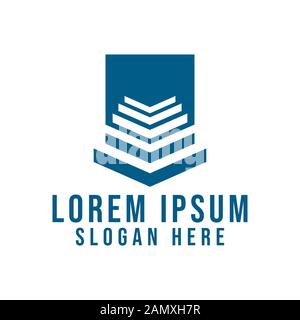stairs, podium, pile of book logo Ideas. Inspiration logo design. Template Vector Illustration. Isolated On White Background Stock Vector