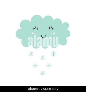 Cute snowy cloud isolated element. Kids design Stock Vector