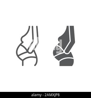 Pregnancy bandage line and glyph icon, orthopedic and medical, orthopedic bandage sign, vector graphics, a linear pattern on a white background. Stock Vector