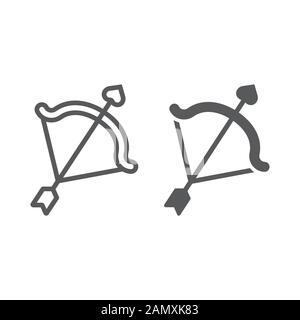 Cupid bow line and glyph icon, valentine and holiday, arrow sign, vector graphics, a linear pattern on a white background, eps 10. Stock Vector